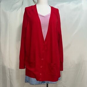 a.n.a Vibrant Red Women's Cardigan Sweater